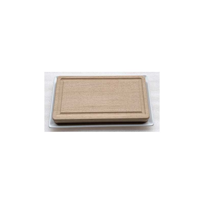 Bøfplankesæt Nr 2  med tallerken 25 x 15 + planke 23 x 13 cm